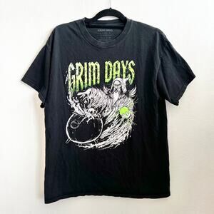 Wizard Skull Graphic T Shirt Y2K 2000s Grunge Goth Indie Punk Large